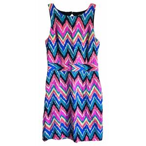 Lilly Pulitzer Sleeveless‎ Sheath Dress Colorful Chevron Print Career Party SZ 2